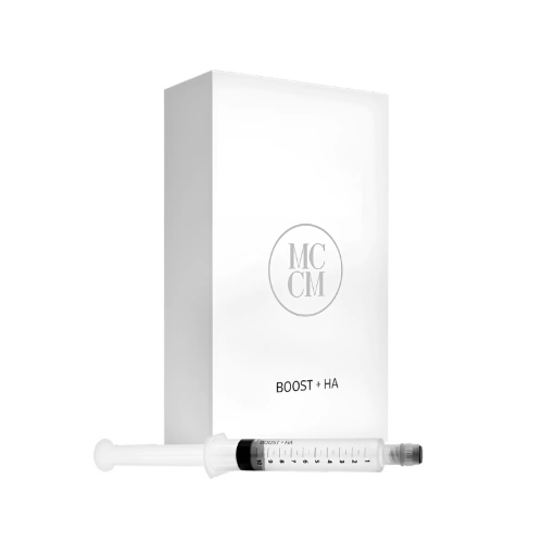 White box labeled 'MCM' with a syringe on a white background