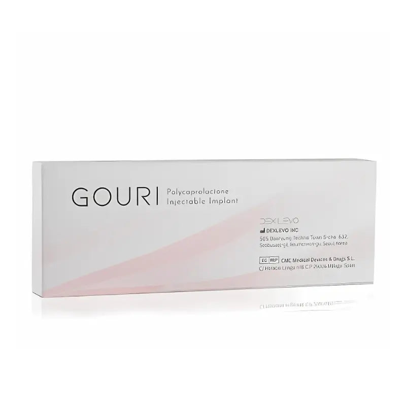 Gouri injectable implant packaging on a white background